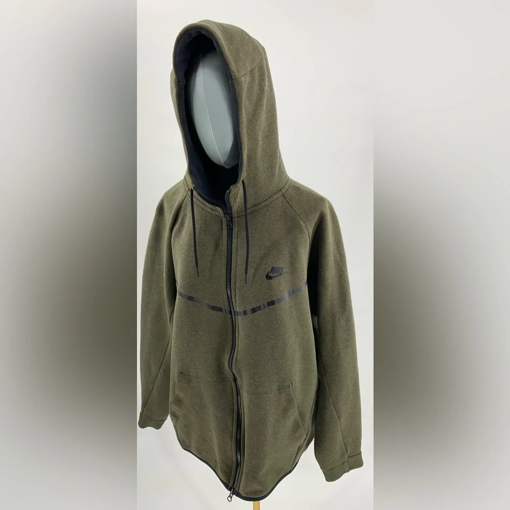 NIKE SPORTSWEAR Tech Fleece Windrunner Hoodie, Medium Olive - Sz XL - Picture 3 of 16